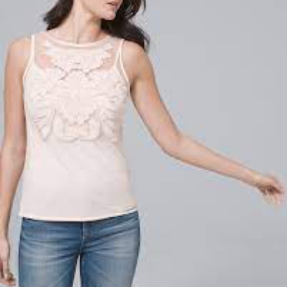 White House Black Market Tops - WHBM Beaded Tank in pink sz small